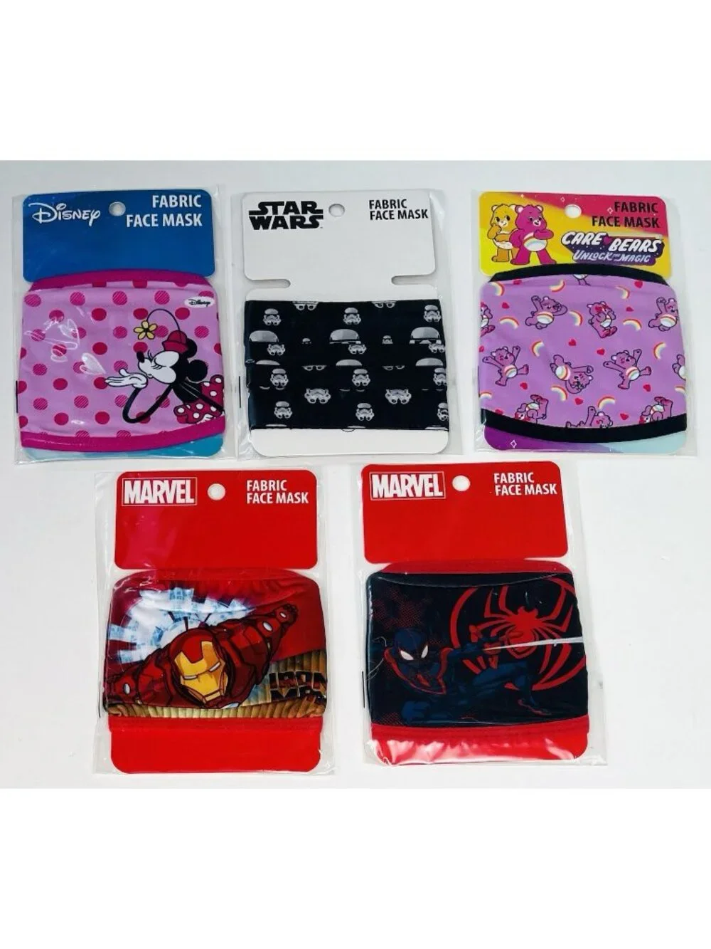 Lot 5 Concept One Accessories Kids FABRIC FACE MASK Care Bears Marvel Star Wars